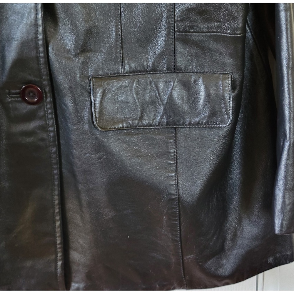 Style & Co Jacket Faux Leather Size XL? Black Buttons Casual Pockets Lined‎ - Picture 2 of 8